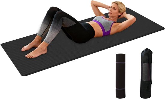 Schuimrubberen Oefenmat - Yogamat Fitnessmat - Thuis Sporten - Antislip Oppervlak - 182 x 61 cm - Zwart