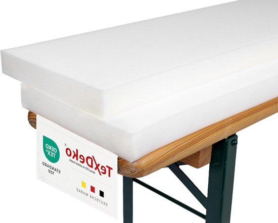 Schuimvulling Bierbank - Schuimrubber Mat - Zitcomfort Verbeteren - Extra Dikke Vulling - 220 x 25 x 4 cm - Wit