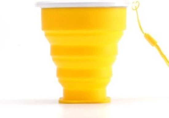 Scoby - Opvouwbare Beker - Siliconen Reisbeker - Collapsible Cup - 200ml - Geel