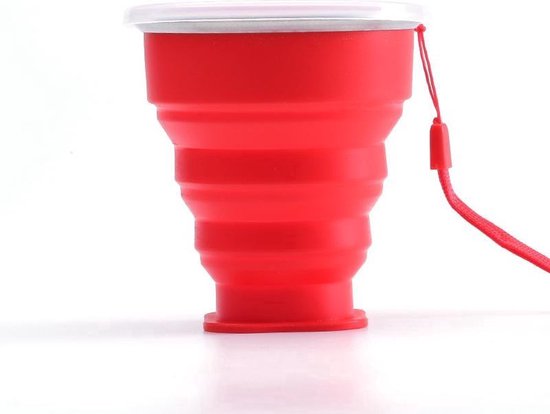 Scoby - Opvouwbare Beker - Siliconen Reisbeker - Collapsible Cup - 200ml - Rood