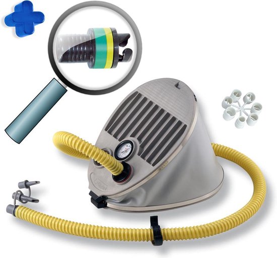 Scoprega voetpomp met manometer + bajonet adapter | AirTrack turnmat - gymnastiek mat luchtpomp | Bravo 7M type voet pomp voor Luchtbed / opblaas Zwembad / Boot / Opblaasboot - 28cm van Scoprega