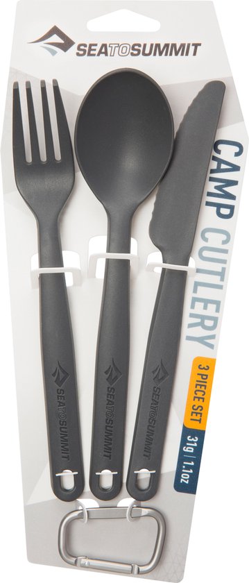 Sea To Summit Camp Cutlery Campingbestek Mes, Vork & Lepel Grijs