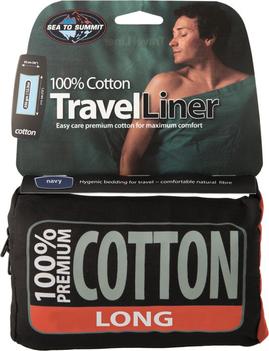 Sea to Summit - Premium Cotton Liner - Lakenzak - Katoen - Oceaan Blauw - Recht model lang
