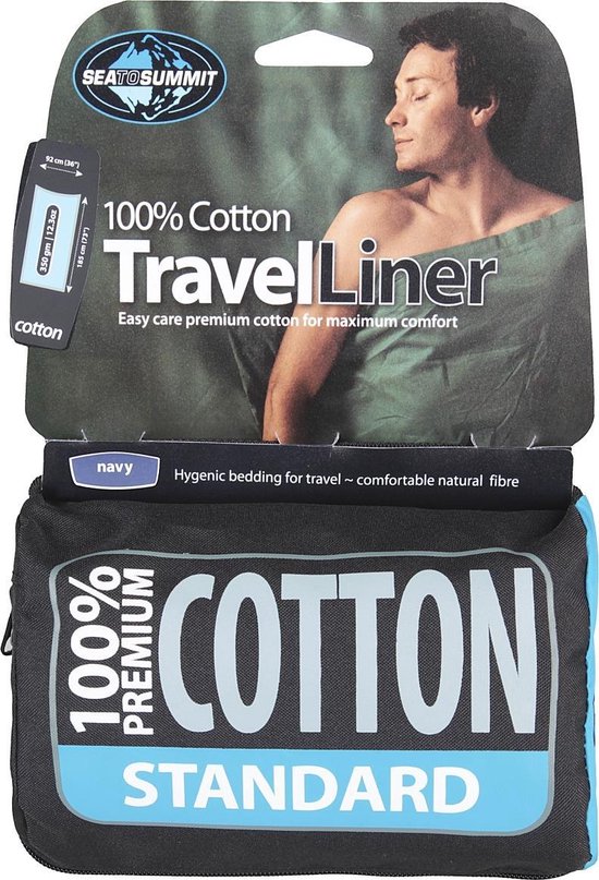 Sea to Summit Premium Cotton Liner Standard Lakenzak - Katoen - Navy - Standaard recht model van Merkloos
