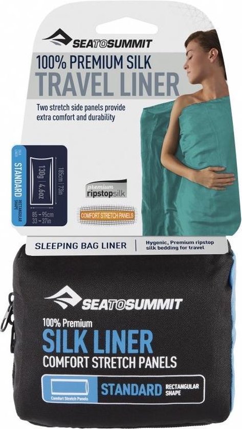 Sea to Summit Silk Stretch Liner Standaard Lakenzak - Zijde-lycra - Blauw - Recht model