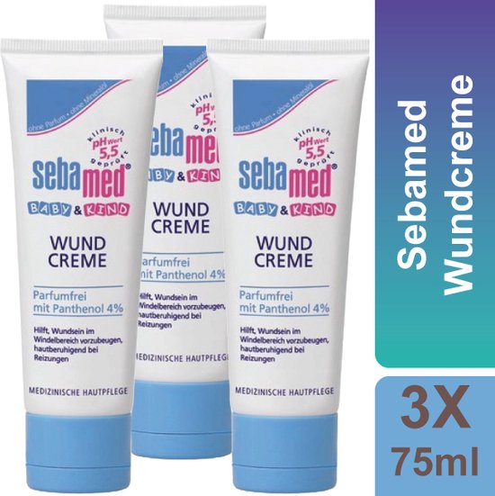Sebamed - Huidirritaties - Luieruitslag - Wundcreme - Voordeelverpakking - 3 x 75 ml - Baby & Kind - Gevoelige Huid - Wondcreme van SEB