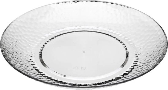 Secret de Gourmet onbreekbare diner borden - kunststof - gehamderde stijl - transparant - Dia 27 cm