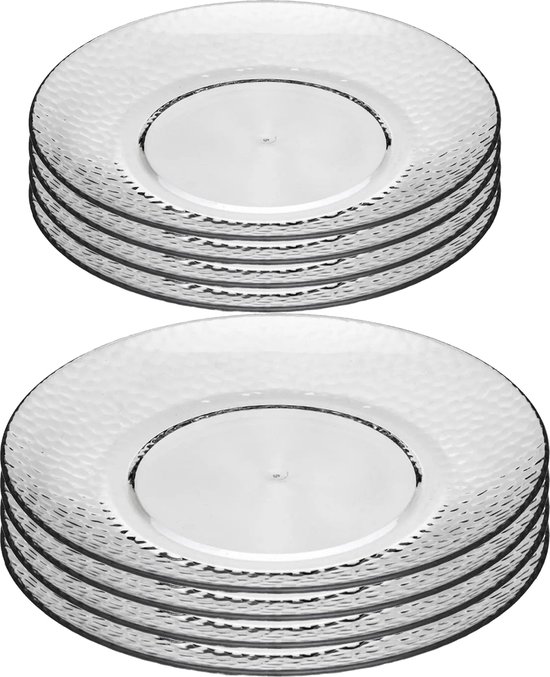 Secret de Gourmet servies borden - 8x stuks - onbreekbaar kunststof transparant