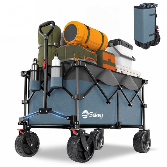 Sekey Opvouwbare Bolderwagen 200 kg Draagvermogen – 200L Kapaciteit – Brede All-Terrain Banden – Blauw van Merkloos