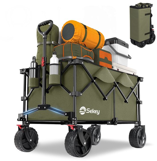 Sekey Opvouwbare Bolderwagen 200 kg Draagvermogen – 200L Kapaciteit – Brede All-Terrain Banden – Donkergroen van Merkloos