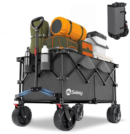 Sekey Opvouwbare Bolderwagen 200 kg Draagvermogen – 200L Kapaciteit – Brede All-Terrain Banden – Grijs van Merkloos