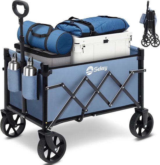 Sekey Ultralichte Opvouwbare Bolderwagen – 5 kg – Draagvermogen tot 80 kg – Verstelbaar Handvat – Winkel- en Campingwagen – Blauw van Merkloos