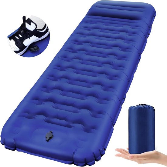 Self Inflatable Slaapmat met Voetpomp - 12 cm Dik Isolatiemat - Ultralicht Luchtmatras - Kleine Pakmaat - Opblaasbaar Matras - Campingmat - Slaapmat voor Buiten - Kamperen