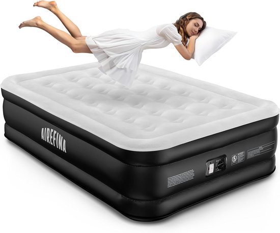 Self-inflating Air Mattress with Integrated Pump - Inflatable Mattress for Camping and Guest Bed - Durable and Portable - 190 x 137 x 46 cm - Fits 2 People van Merkloos