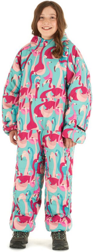 Selk’bag Draagbare Slaapzak voor Kinderen - Kampeerbenodigdheden - Kampeeruitrusting - 100% Gerecycled - 1 Isolatielaag - Flamingo - L van Merkloos