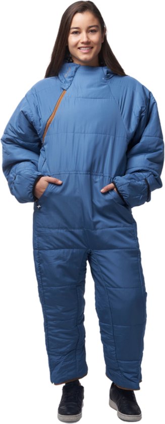 Selk’bag Lite - Draagbare Slaapzak - Kampeerbenodigdheden - Kampeeruitrusting - 100% Gerecycled - 1 Isolatielaag - Mistig Blauw - L