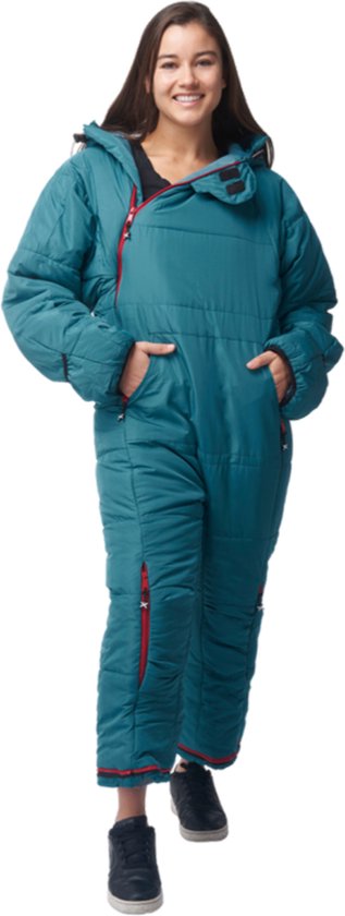 Selk’bag Original - Draagbare Slaapzak - Kampeerbenodigdheden - Kampeeruitrusting - 100% Gerecycled - 2 Isolatielagen - Groen IJs - S van Selk'bag
