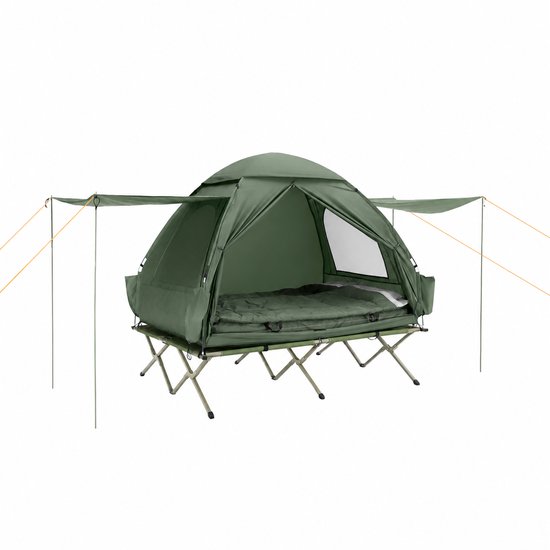 Sello! 4 in 1 tent – veldbed – luchtbed – slaapzak – 2 personen – snel opzetten – compleet uitgerust – opbergzak met wielen