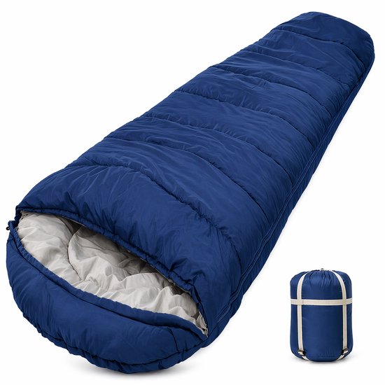 Sello! slaapzak – mummy – lichtgewicht – thermo – 4°C tot -10°C – outdoor – survival – kamperen – 205x75cm – blauw van Merkloos