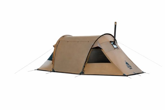 Sello! tunneltent – tent – 2 personen – 4-seizoenen – bushcraften – 3000mm waterdicht – snel op te zetten – kachelgat – lichtgewicht, 4.2kg – L428 x B143 x H149 – beige van Merkloos