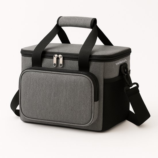 Selotus - Koeltas van hoge kwaliteit - Slijtvast en duurzaam materiaal - 4 laags geïsoleerde Koeltas - 20 liter - Lunchtas - Picknicktas - Capaciteit voor 24x 33 cl blikken of 12x 33 cl flesjes - Waterdicht en vuilafstotend - Grijs
