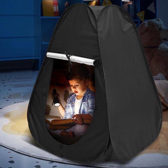 Sensorische Tent - Pop-up Grot - Zwarte Kindertent - Speeltent Binnen/Buiten - Ruim Interieur 80 x 80 x 105 cm - Ontspanning/Hulpmiddel bij Autisme