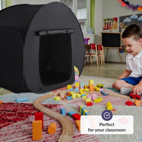 Sensorische tent voor kinderen om te spelen en te ontspannen, hulpmiddel bij autisme, spd, angsten, concentratiegebrek, donkere pop-up grot voor autistische kinderen, voor thuis of school, klein