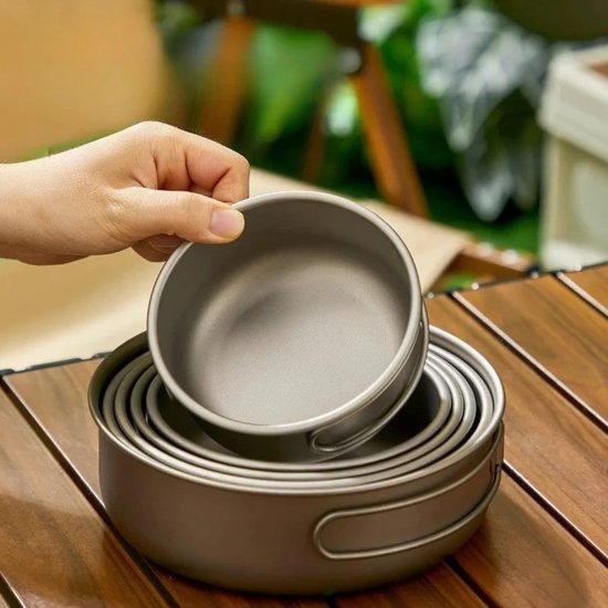 Sensova - Titanium Pot Set - Camping Kookset 3L - Ultralicht Opvouwbaar - Duurzaam & Compact - Inclusief Mesh Tas