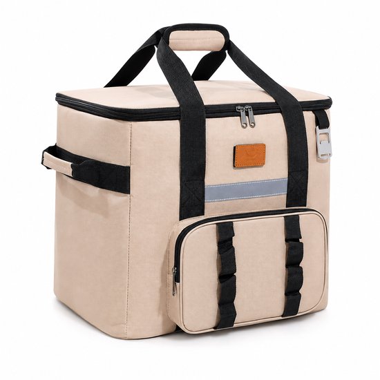 Sercano Koeltas 40L XXL - Opvouwbare Picknicktas voor Familie - Geïsoleerde Koelbox voor BBQ, Strand & Camping - Sterk Oxford - Beige