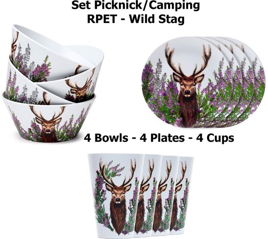 Set Picknick- Camping- BBQ- Zomer- RPET- Food Safe- Dishwasher Safe- Microgolf Safe