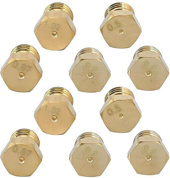 Set van 10 Gas Nozzles voor Gasfornuis en Grill - Messing Injectoren voor Propaangas en Butaan
