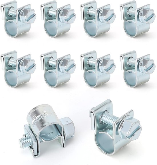 Set van 10 Mini Slangklemmen 6-8mm - Verstelbare Sterke Klemmen voor Brandstofleidingen, Uitlaatpijpen en Slangen