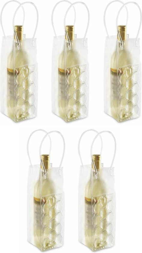 Set van 10x stuks wijnfles koeltas 25 cm - Handige koeltassen voor wijnflessen/frisdrankflessen voor onderweg van Merkloos