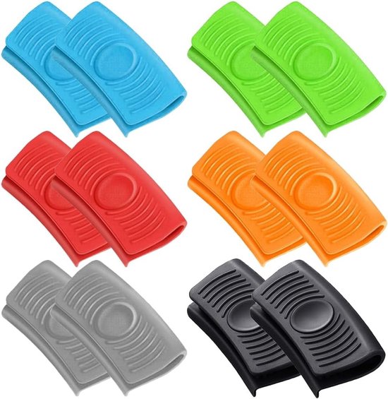 Set van 12 Siliconen Handvatten voor Pannen, Warmtebescherming, Hittebestendig en Multifunctioneel