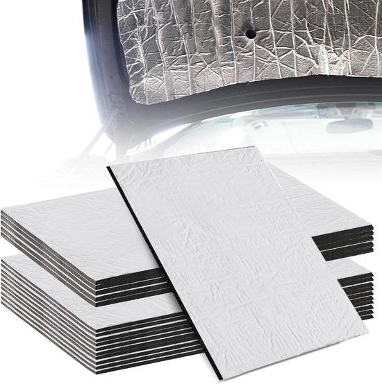 Set van 16 universele geluidsisolatiematten 40 x 25 cm - Zelfklevende aluminium butyl isolatie, waterdicht en brandwerend, perfect voor auto en huis