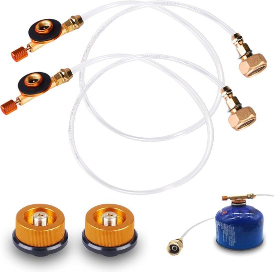 Set van 2 gaspatronenadapters voor campingfornuis, navulverpakking met propaan, buitengebruik, ventiel