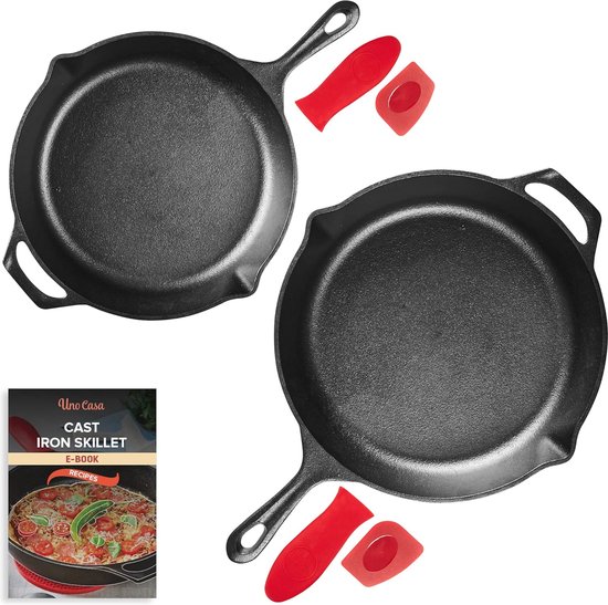 Set van 2 Gietijzeren Koekenpannen - 30 cm en 25 cm | Duurzame Pannenset voor Bakken en Koken van BK