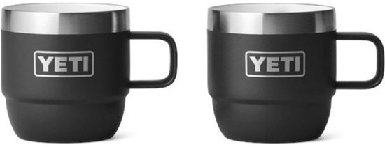 Set van 2 isolerende espresso-mokken RVS stapelbaar 177ml zwart