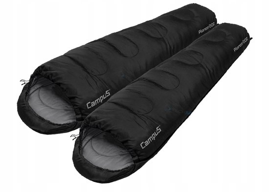 Set van 2 Mummie Slaapzakken - Verbindbaar - Zwart - 200cm