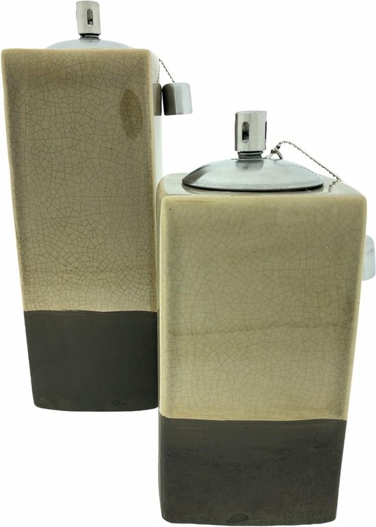 Set van 2 Olielampen - Keramiek - 23 & 34 cm van Guido.