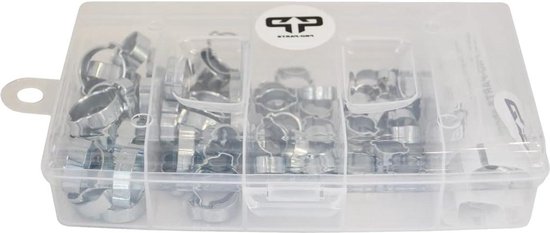 Set van 2 oorklemmen - 120-delig assortimentsdoos - slangklemmen kabelklemmen buisklemmen van Vivoari