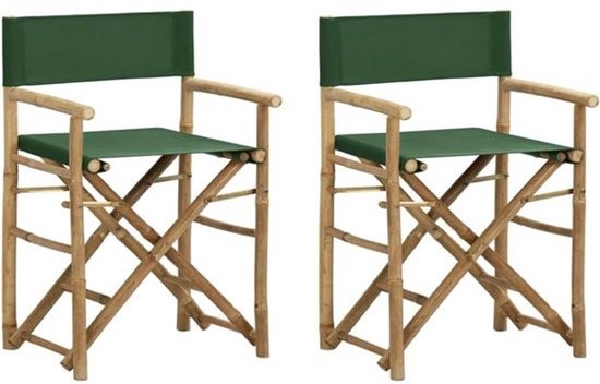 Set van 2 Opvouwbare Director's Chairs - Bamboe Tuinstoelen Groen