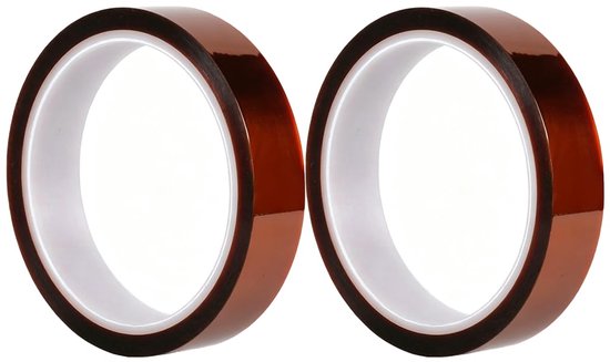 Set van 2 rollen plakband, hoge temperatuur, thermische isolatie, 20 mm x 33 m, bedrukt, lassen en afdekken van elektronische componenten