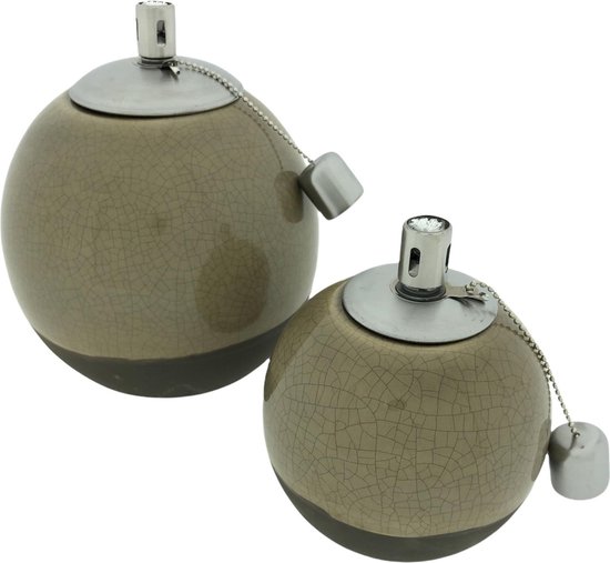Set Van 2 Ronde Olielampen - Keramiek - 14 & 23 cm van Erynn Design