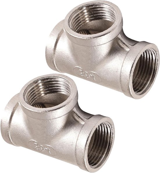 Set van 2 RVS T-buisfittingen 3/4" BSP, Draadverbindingen voor Water, Olie, Lucht en Gas