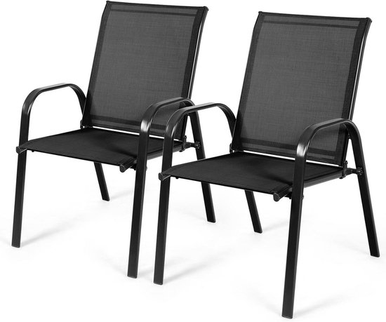 Set van 2 Stapelbare Buitenstoelen met Armleuningen - Campingstoelen voor Tuin en Terras