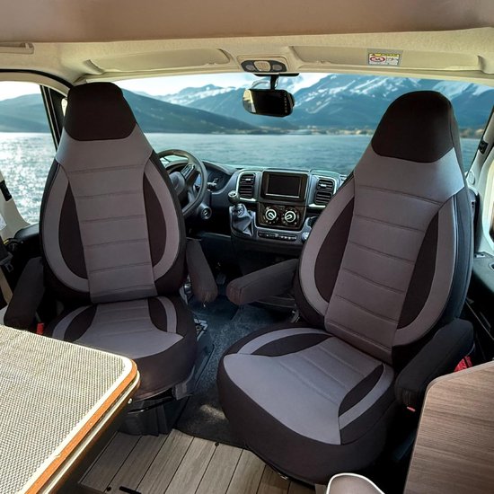 Set van 2 Stoelhoezen voor Fiat Ducato Camperbus/Camper - Perfecte Pasvorm met Armsteunhoezen