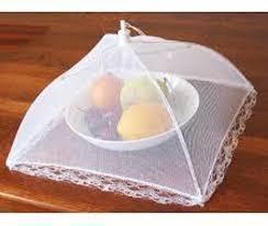 Set van 2 stuks - Vliegenkap - Voedsel afdeknet - 30 x 30 cm - Opvouwbaar - Wit