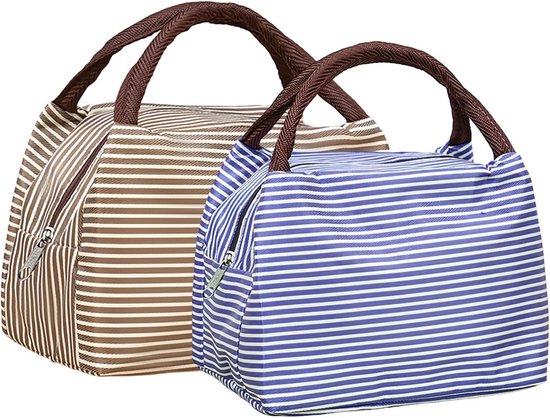 Set van 2 Thermal Bag – Kleine Lunchkoeler – Geïsoleerde Lunch Tas – Oxford Stof – Opvouwbare Lunchbox – School – Camping – Reizen – 23 x 17 x 13 cm van Merkloos