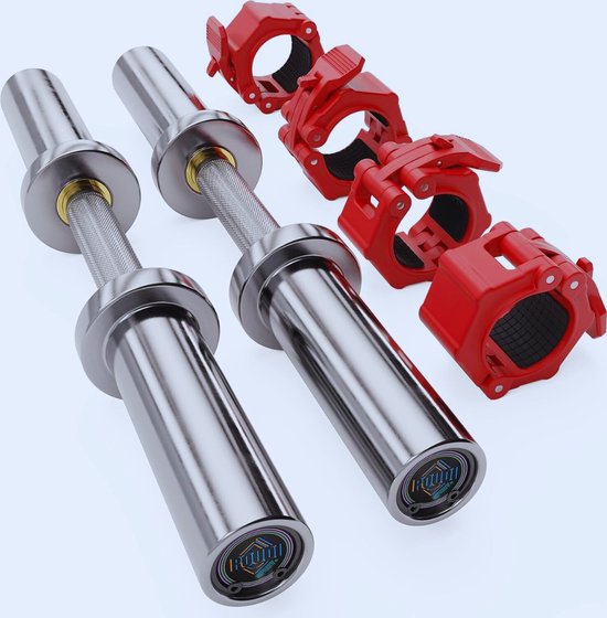 Set Van 2 Verchroomde Halterstangen Ø 50 Mm Met 4 Slangklemmen - 2 Naaldlagers En 2 Ringlagers van Gorillasports